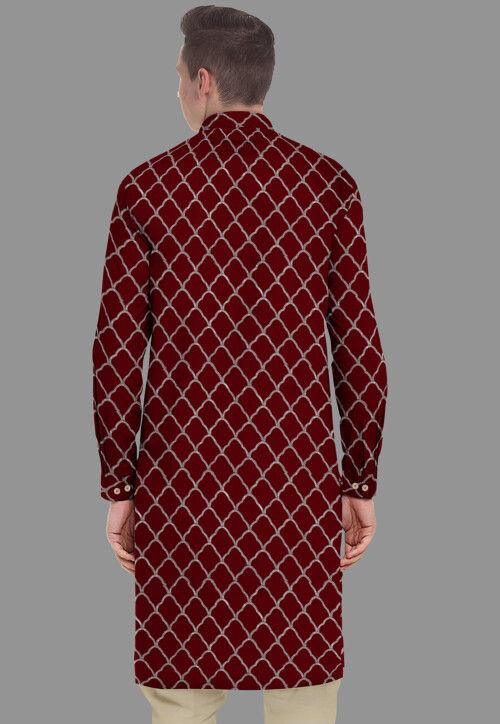 Embroidered Georgette Kurta in Maroon