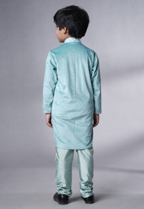Embroidered Georgette Kurta Set in Sky Blue