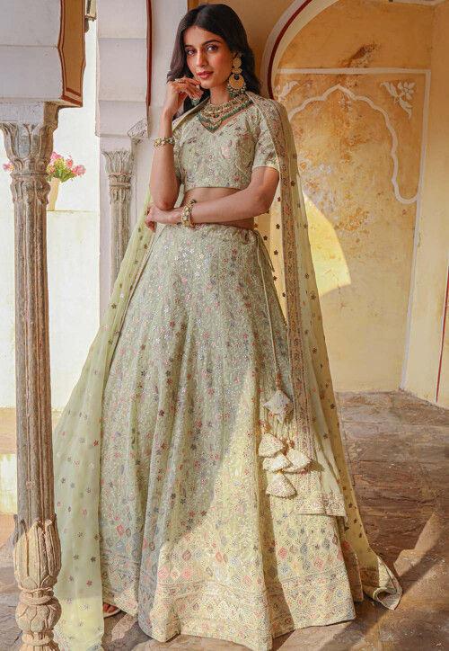 Trending Light Green Color Lehenga Choli For Wedding – Joshindia
