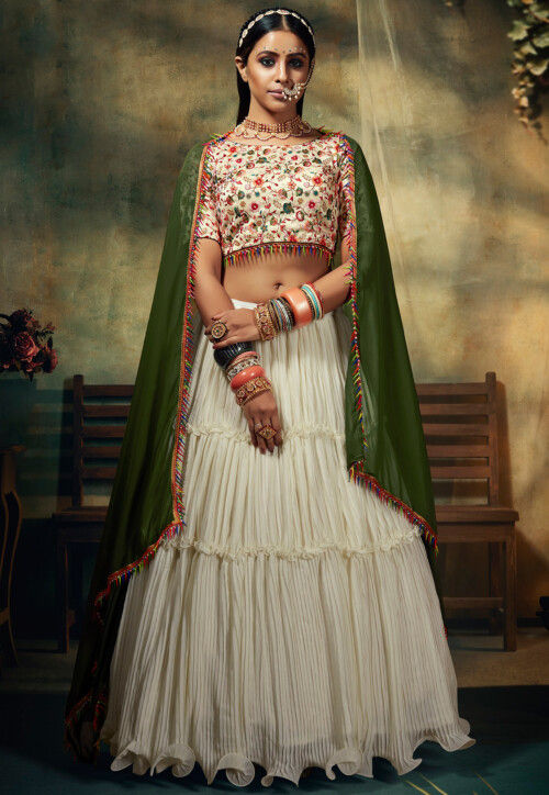 Green-white Patola Printed Classy Trendy Designer Silk Lehenga Choli Set,  डिज़ाइनर लहंगा चोली - Ahesas Fashion, Surat | ID: 2851827540573