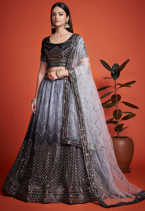 Grey black lehenga new arrivals