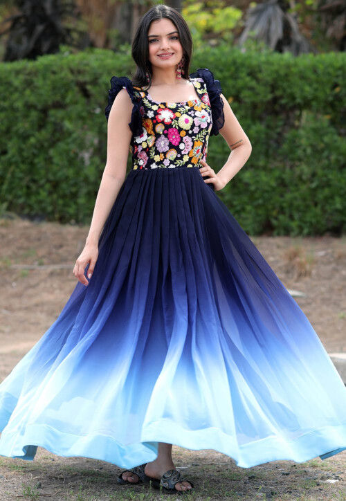Maharani's Designer Mermaid Gala Gown - Navy Blue (M) with Glitter and –  Maharani Collections