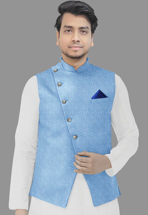Heavy Lakhnawi Chikankaari Cream Nehru Jacket With Silk Kurta Pajama –  Rajanyas