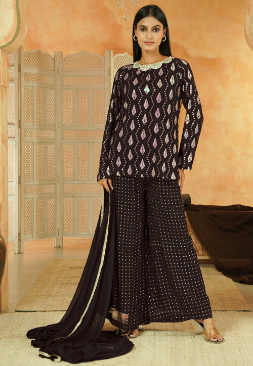 Embroidered Georgette Pakistani Suit in Black