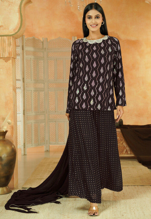 Embroidered Georgette Pakistani Suit in Black
