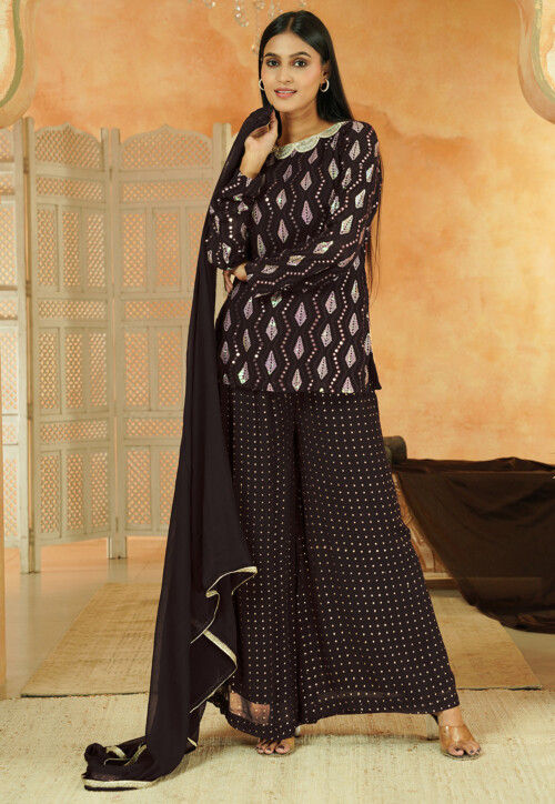 Embroidered Georgette Pakistani Suit in Black