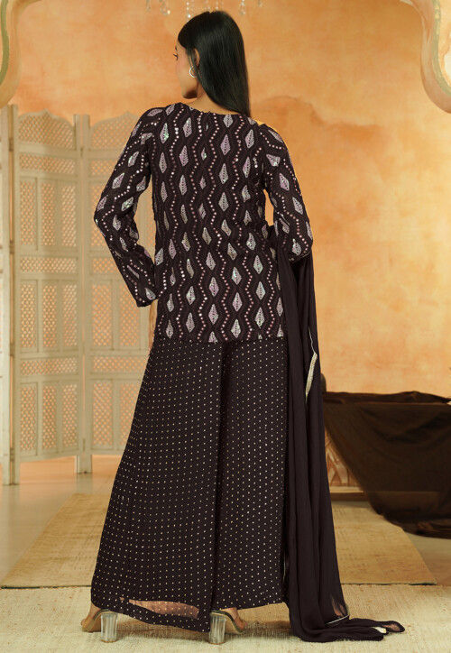 Embroidered Georgette Pakistani Suit in Black