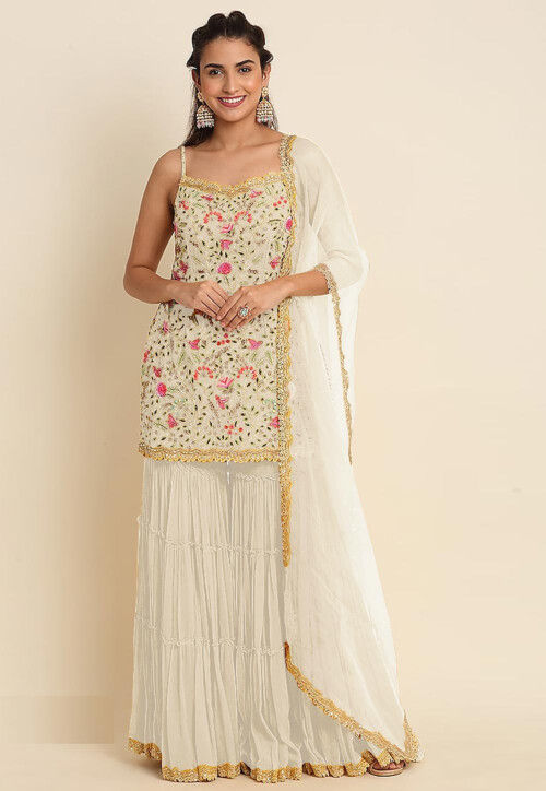 off white pakistani party dresses Off White Pakistani Salwar Kameez Dupatta Party Dress XLARGE