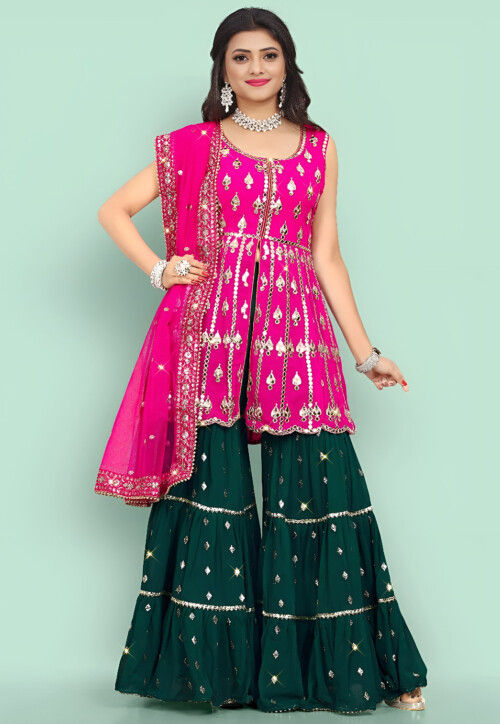 Embroidered Georgette Pakistani Suit in Pink