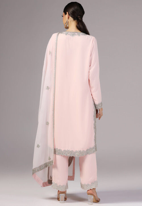 Embroidered Georgette Pakistani Suit in Pink