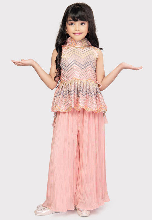 Embroidered Georgette Pakistani Suit in Pink