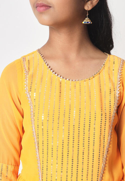 Embroidered Georgette Pakistani Suit in Yellow