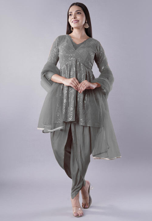 Silver punjabi suit clearance