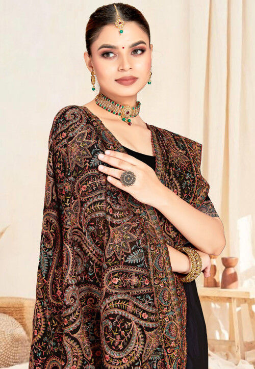 Embroidered Georgette Saree in Black