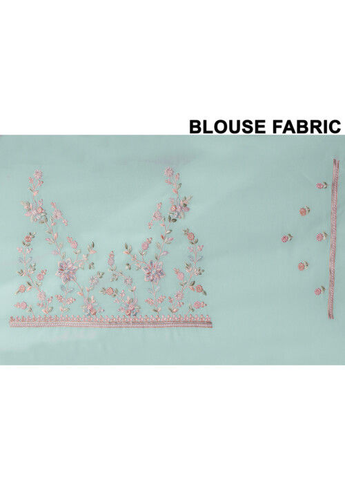 Embroidered Georgette Saree in Sea Green