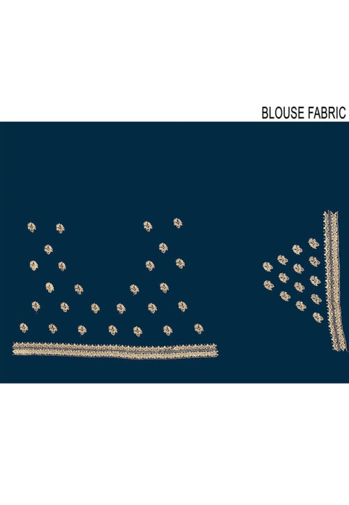 Embroidered Georgette Saree in Teal Blue