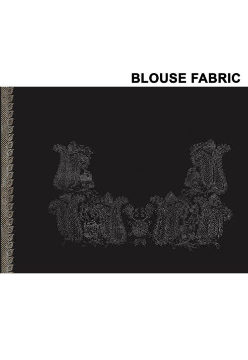 Embroidered Georgette Scalloped Saree in Black