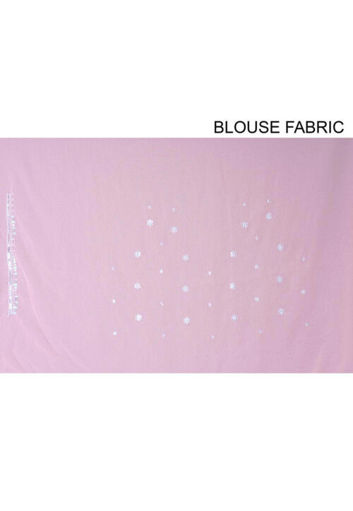 Embroidered Georgette Scalloped Saree in Peach