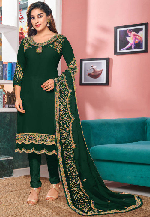 Dark green salwar suit store