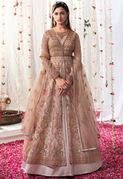 Exclusive Indian Designer Solid Pink Color Anarkali Gown With Dupatta Set,  Beautiful Georgette Long Flared Partywear Anarkali Suit for Women - Etsy