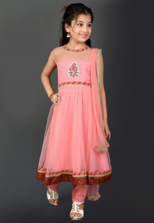 Pink Georgette anarkali with dupatta – YoshnasByEla