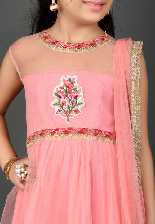 Embroidered Net Anarkali Suit in Pink : UDJ55