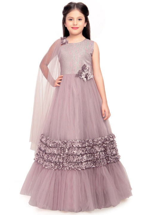 Grey Net Sequins Embellished Gown With Dupatta Design by Kalighata at  Pernia's Pop Up Shop 2024