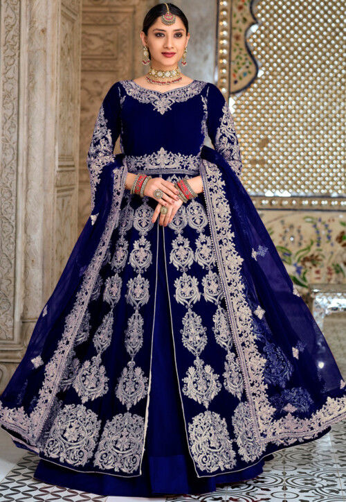 Buy Alluring Royal Blue Color Coding Embroidered Satin Golden Zari Work  Designer Tapeta Silk Function Wear Lehenga Choli | Lehenga-Saree