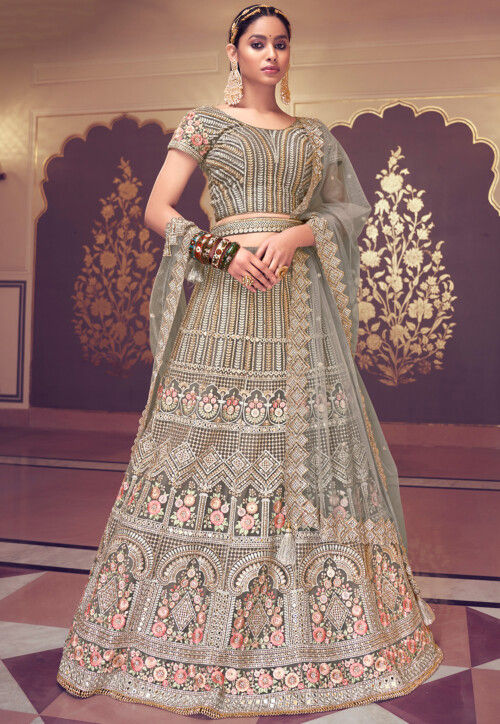 Buy Stylish Grey Fancy Designer Lehenga with Fancy Dupatta at best price -  Gitanjali Fashions