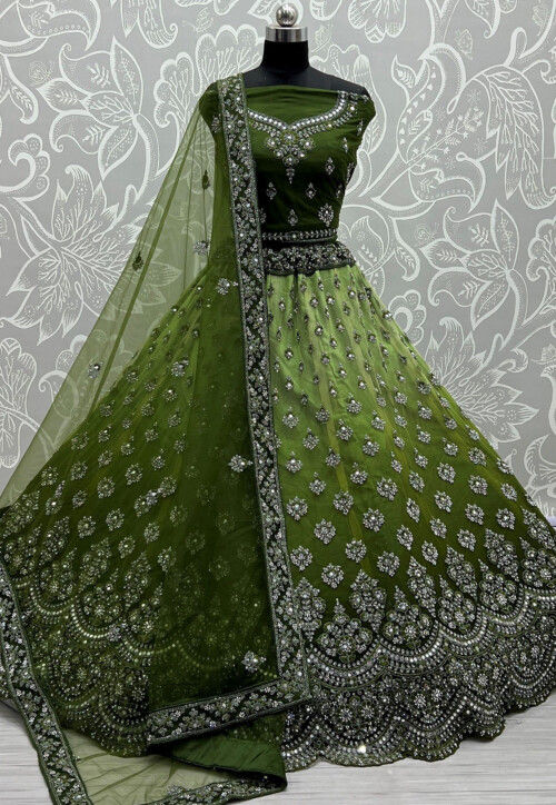 Beautiful Olive Green Color Lehenga Choli For Wedding – Joshindia