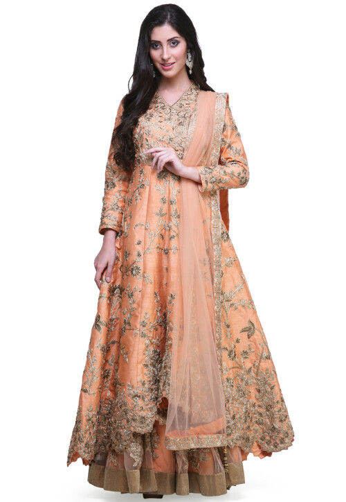 designer light orange color lehenga for wedding ceremony | Lehenga designs,  Rajasthani dress, Indian bridal dress