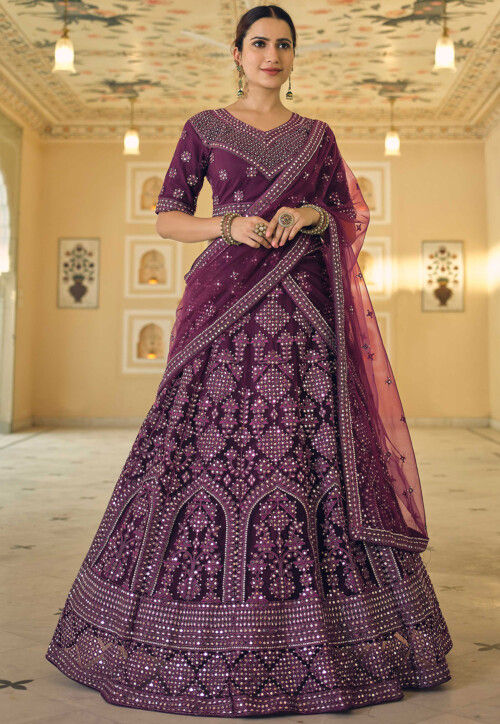 Bridal, Wedding Purple and Violet color Georgette fabric Lehenga : 1790314