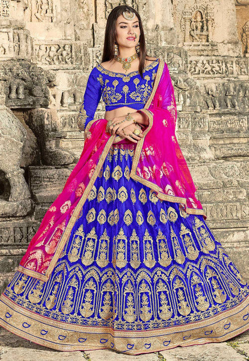 Buy Indian Lehenga Choli - Royal Blue Embroidery Wedding Lehenga Choli In  USA UK CANADA