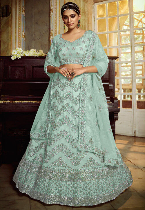 Sea green lehenga online top