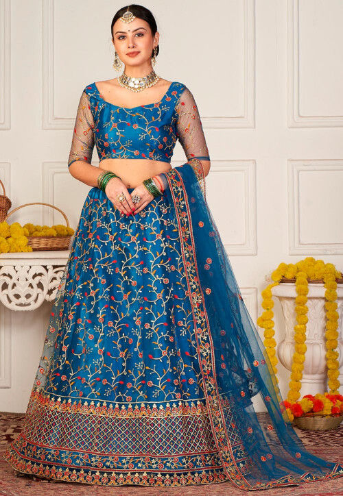 Photo of blue engagement lehenga | Indian bridal dress, Bridal lehenga  choli, Bridal lehenga