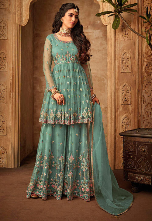 Angarkha Style Velvet Banarsi Gharara Suit | MEHRU | G3097 – SANA'S