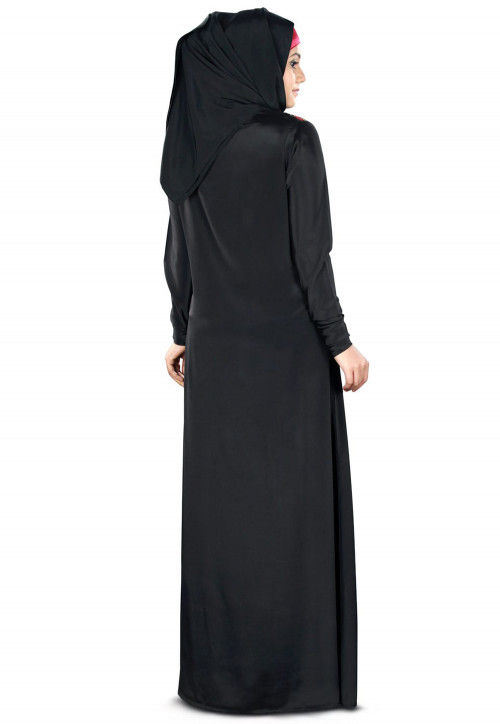 Embroidered Nida Abaya in Black : QAM413