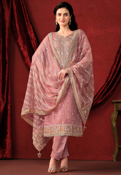 Aastha Fashion Mauve Organza Glamorous Festival Wear Pakistani Suit main image 1