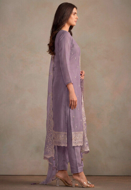 grey and purple pakistani dresses Buy Embroidered Organza Suit in Online : KRY1708 ballroom dance dress