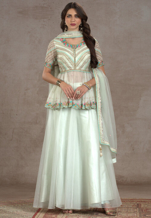 UtsavFashion Embroidered Organza Pakistani Suit in Sea Green