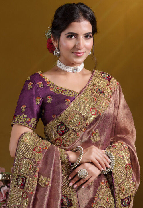 Silver Embroidered Organza Saree main image 1