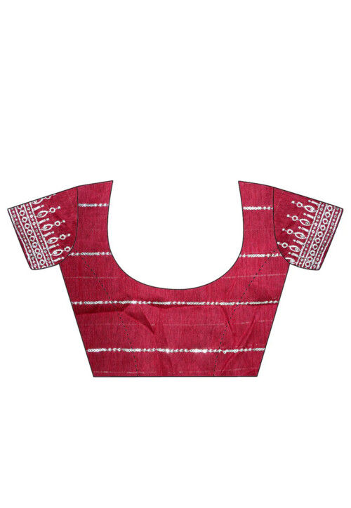 Embroidered Organza Scalloped Saree in Pink