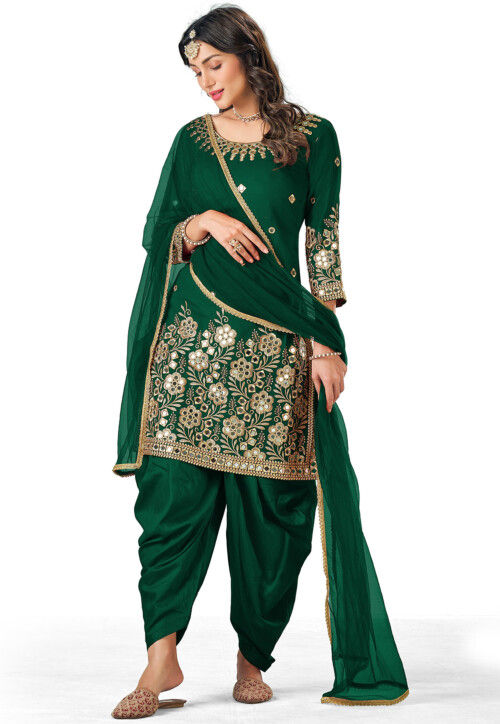 Green colour punjabi suit design outlet