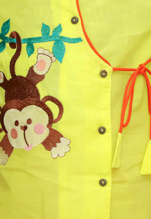 Embroidered Pure Cotton Kurta Set in Yellow