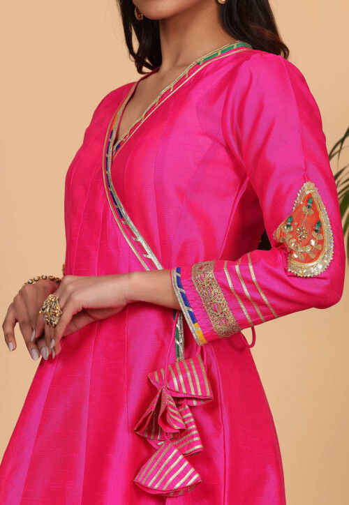 Rusty Orange Soft Cotton Embroidered Aline Suit