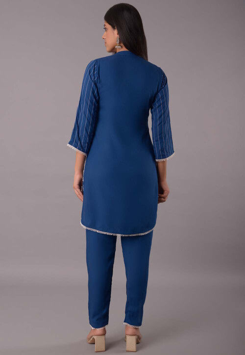 Buy Embroidered Rayon Co Ord Set in Blue Online : TBN91 - Utsav Fashion