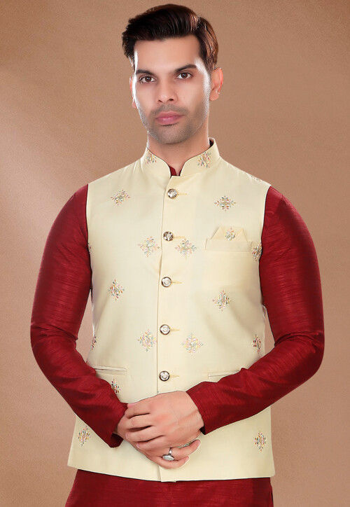 Blend Printed Nehru Jacket In Cream Colour - JK5300207