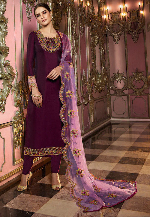 Purple colour plazo suit Clearance