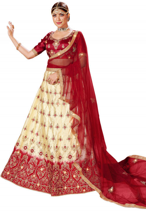 Buy online Maroon Satin Flared Lehenga from ethnic wear for Women by  Readiprint Fashions for ₹3349 at 55% off | 2024 Limeroad.com