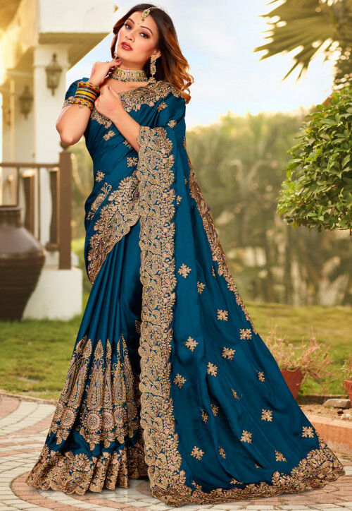 Buy Blue Sarees for Women by Swtantra Online | Ajio.com